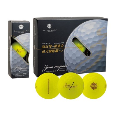 Kasco High Repulsion Golf Ball Zeus Impact 3 Dozen 12Pcs Cor 0.85 Yellow