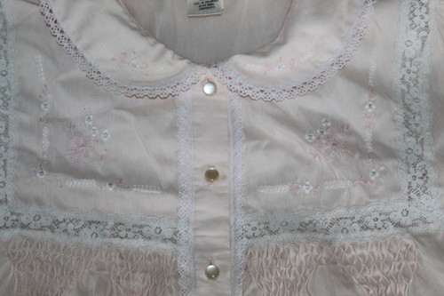 Vtg Barbizon Donnie Linda Peach Embroidered Lace Long Sleeve Nightgown Women's S - Picture 8 of 12