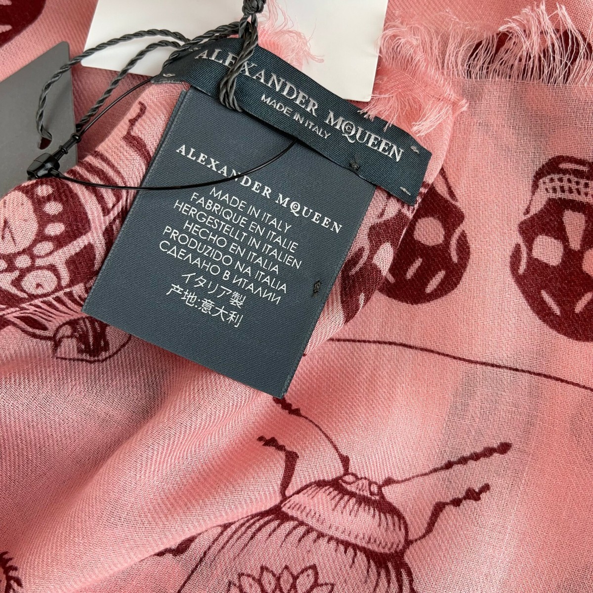 Alexander McQueen Pink Modal Foulard w/Creature of Paradise
