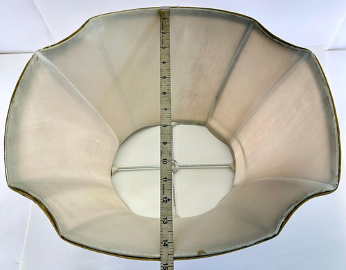 17 x 14.5 x 9.5 inches Inverted Corner Oval Burlap Fabric Lamp Shade, Gold/Cream - Picture 6 of 7