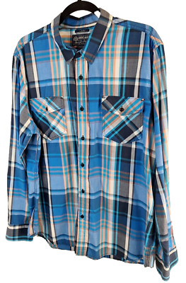 American Rag Men s Size XL  Long Sleeve Button Up Western Blue Plaid