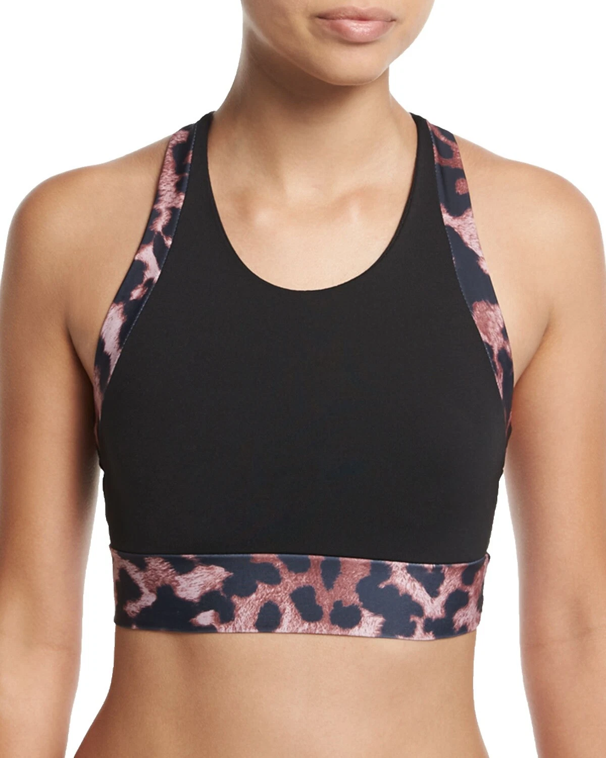 Animal Print Negro Activewear Tops para mujer