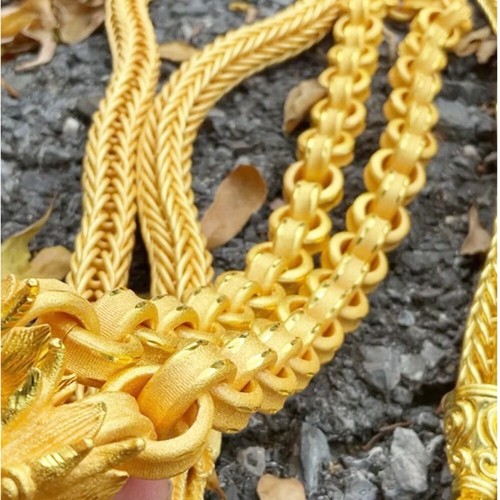D10 Thai Gold 24k Solid Necklace Yellow Chain Pendant 26" Weight 100 Baht Dragon - Picture 4 of 8