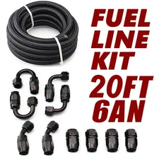 20FT 6AN Stainless Steel Nylon Braided Oil Fuel Line Swivel Hose End Fitting Kit