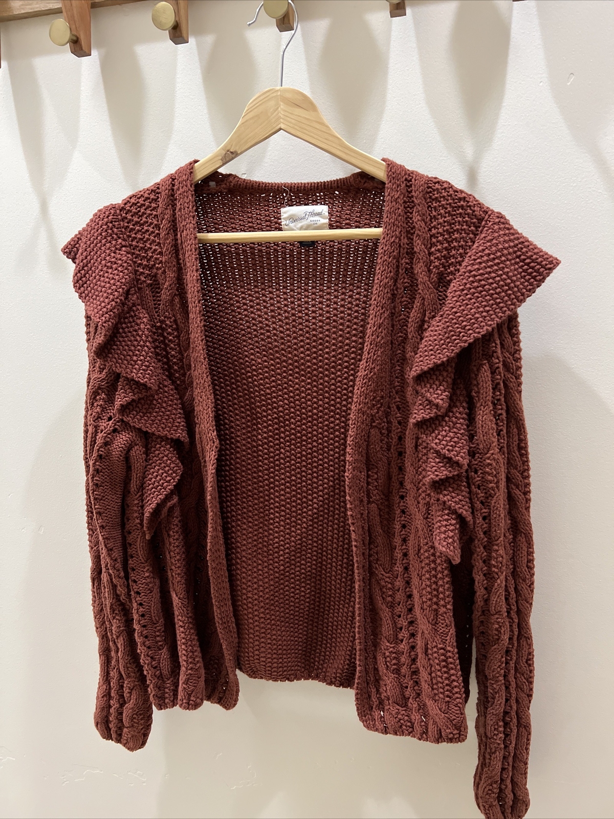 Universal Thread Brick Orange Knit Open Sweater M… - image 1