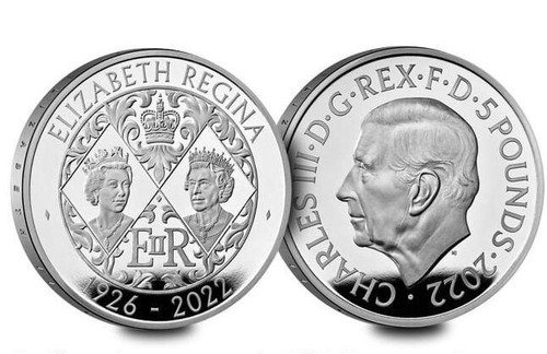2022 - Par Reino Unido 50p y £5 BU - Primer retrato oficial del rey Carlos III - Imagen 3 de 3