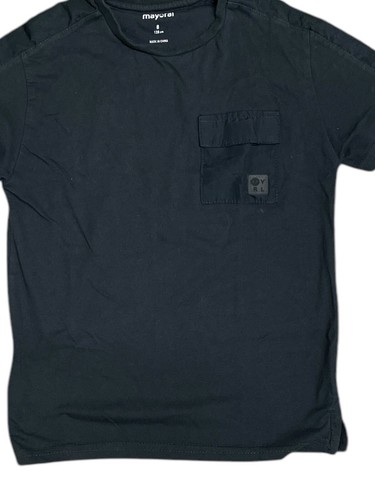 CB77# Mayoral Boy’s Cotton Black Pocket Round Neck Short Sleeve T-Shirt 8 Years - Picture 4 of 16