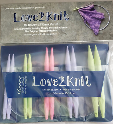 Denise Love2Knit US 10-US 15 Pastel Interchangeable Knitting Needle Kit + Bonus