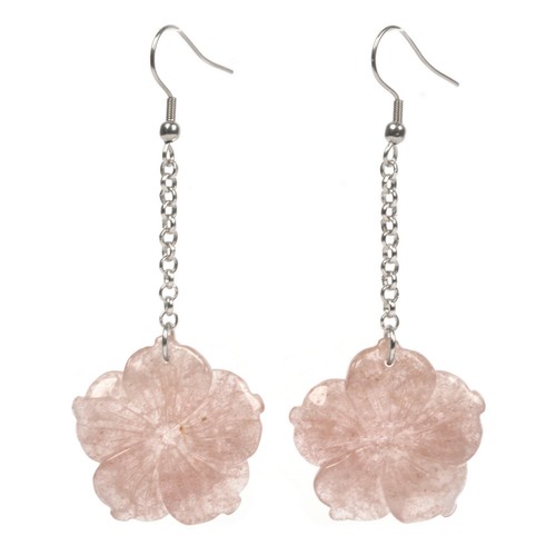 28mm Hand Carved gemstone Hawaii Flower Fashion Dangle Earrings 1 pair - Picture 32 of 106
