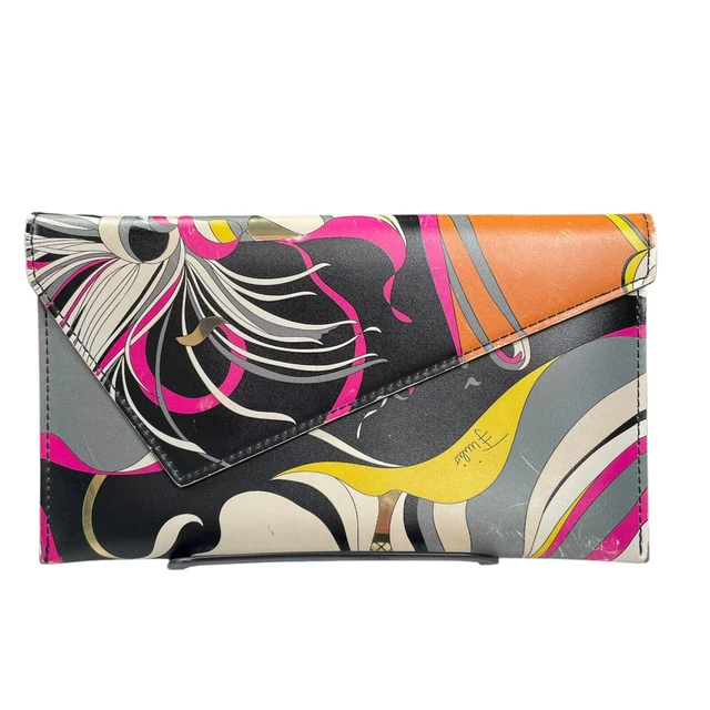 Emillio Pucci Envelop Abstract Swirl Long Slim Snap Wallet