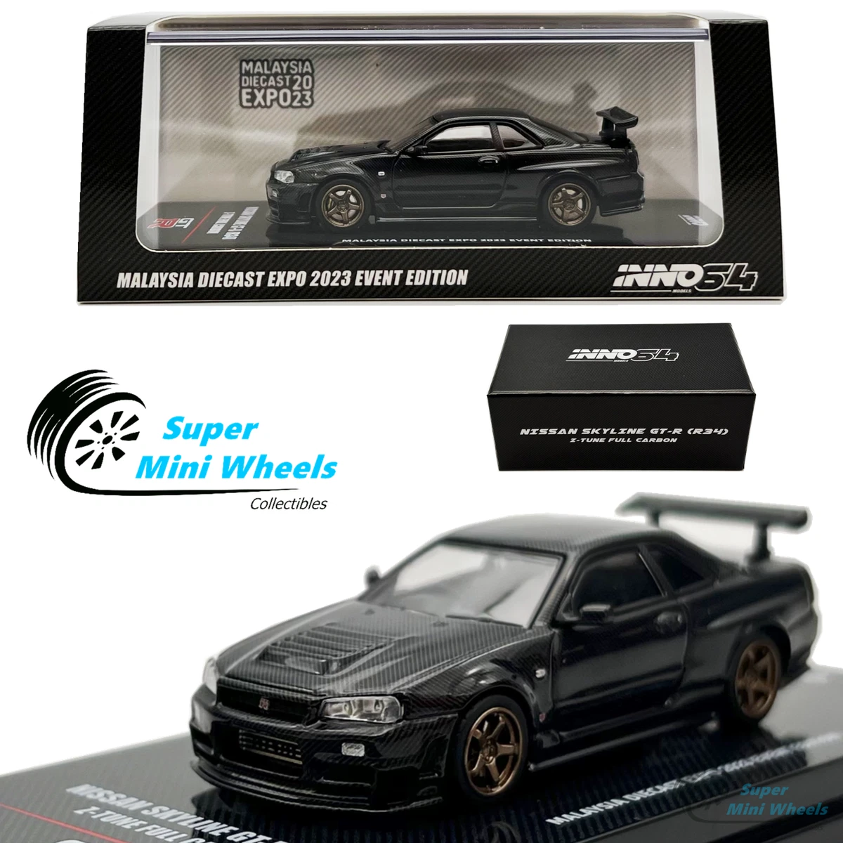 INNO64 1:64 Nissan Skyline GT-R R34 Z-TUNE Full Carbon Black 