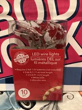 CHRISTMAS GNOME String WHITE LED Fairy LIGHTS 10 Lights 3 Feet ULTRA SLIM WIRE