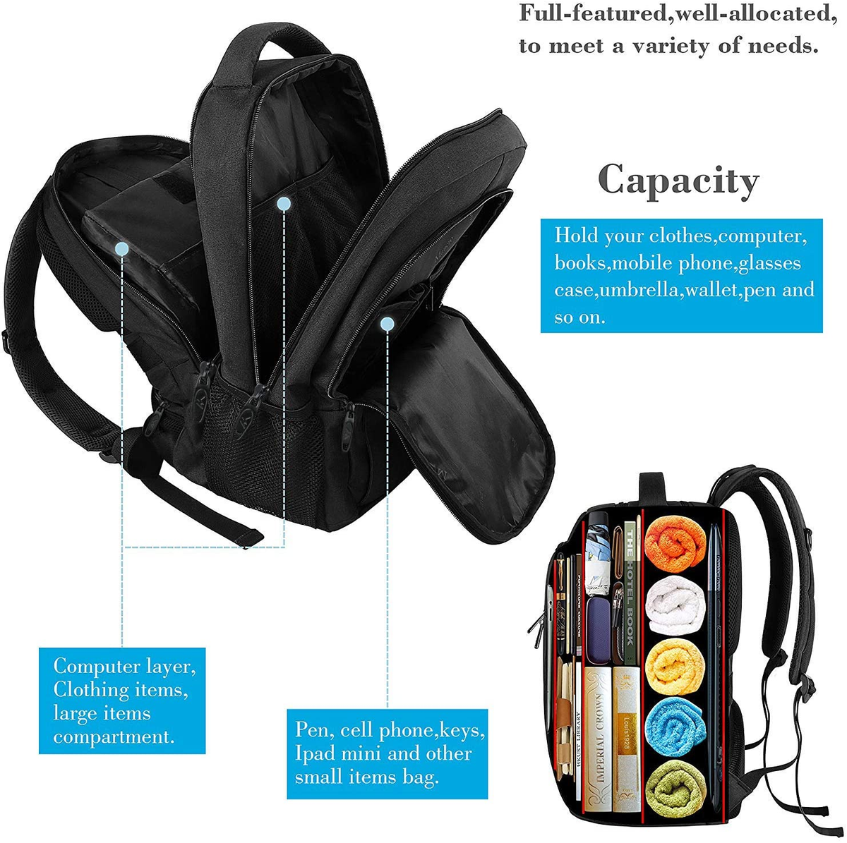 business travel backpack matein laptop backpack w usb charging port Backpack, Anti Theft Slim Sturdy Laptops This college laptop bookbag can be expandable Business Travel Backpack, Matein Laptop