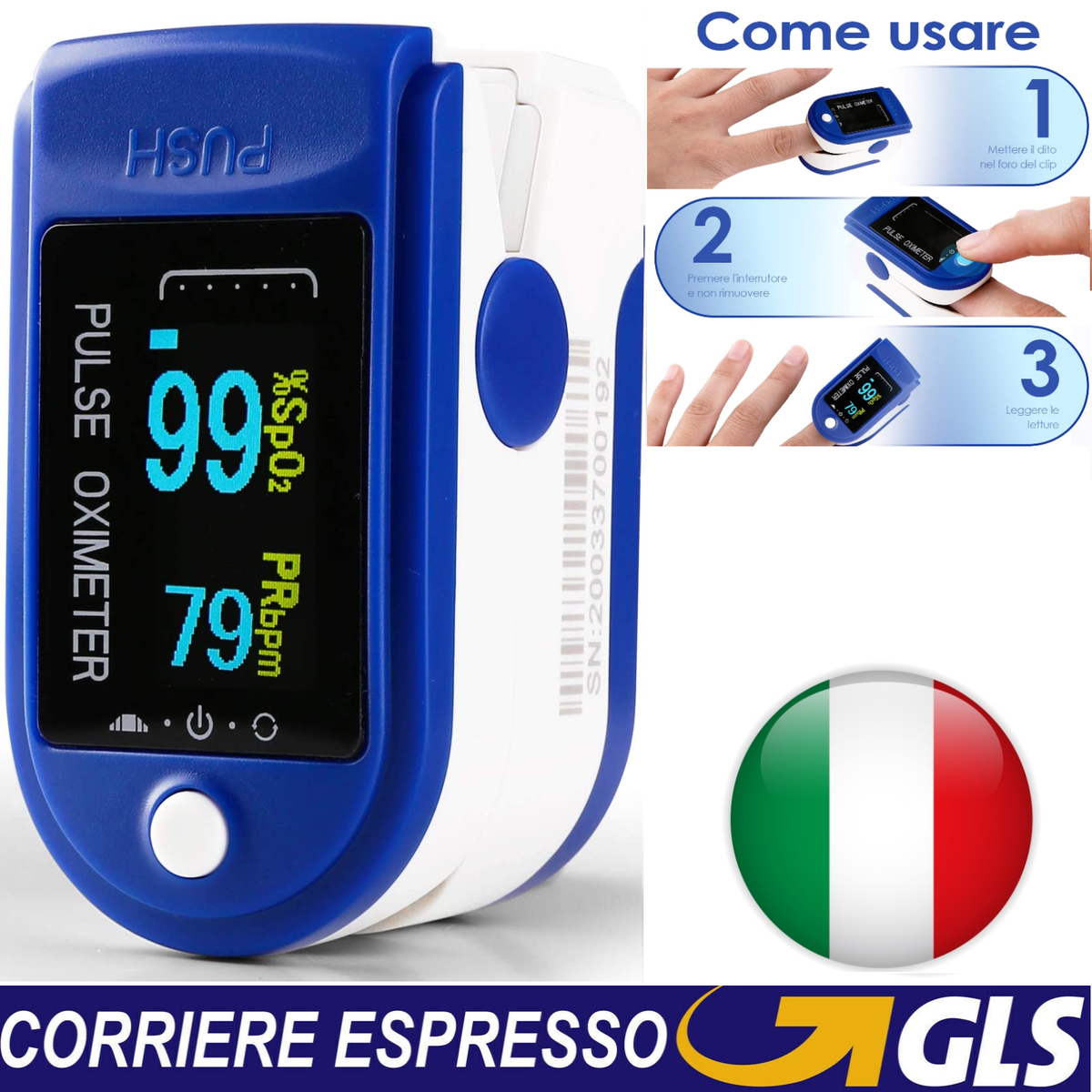 Pulsossimetro Oximeter /Saturimetro Ossigeno Nel Sangue - Foto 7