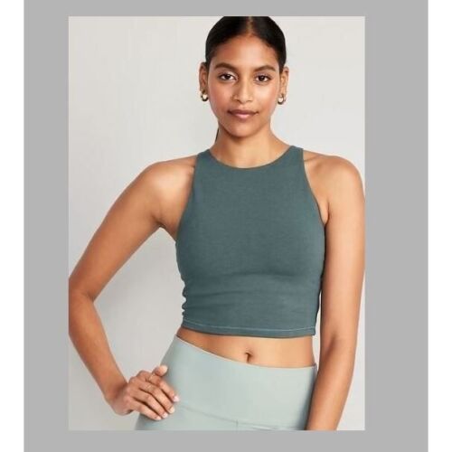 Old Navy Active Powerchill Sports Bra Crop Top Padded Medium Womens NWT Green - Picture 1 of 11