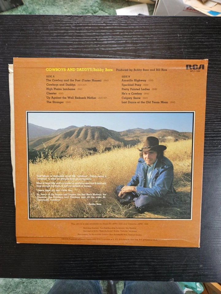 BOBBY BARE - Cowboys And Daddys LP Vinyl Record - Image 3 of 4