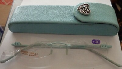 DC  READING GLASSES WOMEN   MEN   +1.00   baby blue  metal. frame 