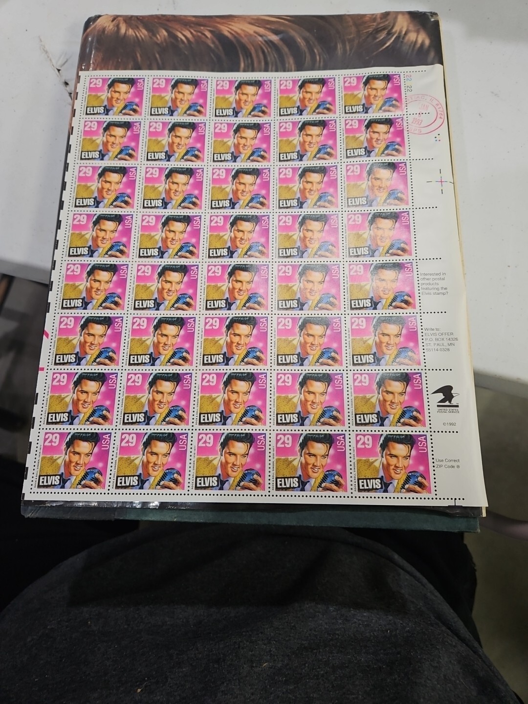 USPS Elvis Presley Stamps Rock & Roll 1992 Full Sheet of 40 - 29 Cent ...