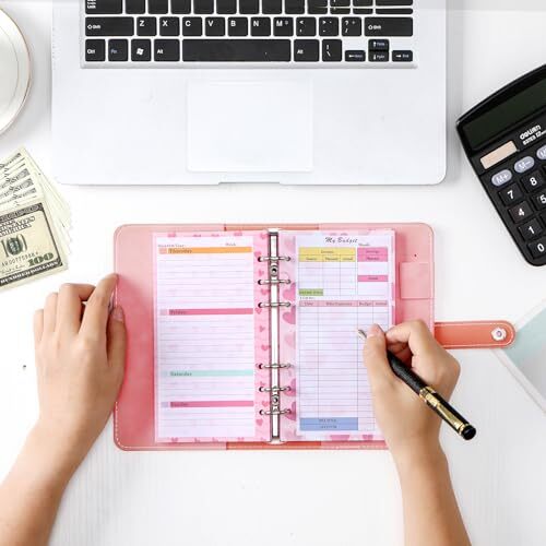 3 Pack A6 Planner Refill Paper & Budget Sheets, Monthly Weekly Planner Pink - Bild 7 von 7