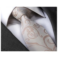 Men's Fashion White Gold Paisley Neck Tie Gift box