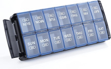 Weekly Pill Organizer 7 Day 2 Times a Day, Quick Fill Daily Pill Box AM PM, Easy