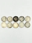 LOT OF TEN 90% SILVER US BARBER DIMES…