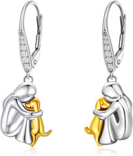 925 Sterling Silver Dog Earrings Cute Animal Puppy Stud Earrings Dog Jewelry Gif