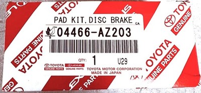 2003 - 2024 4Runner Genuine Toyota Rear Brake Pads 04466-AZ203