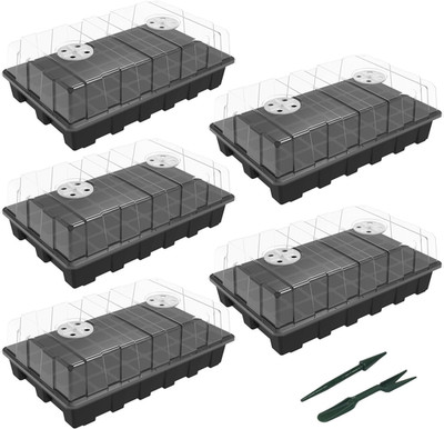 5-Set Seed Starter Tray Kits, Durable Plant Germination Trays with Humidity Vent