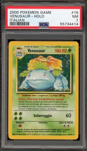 Pokemon Venusaur Base Set Unlimited ITALIAN Holo Rare #15 PSA 7
