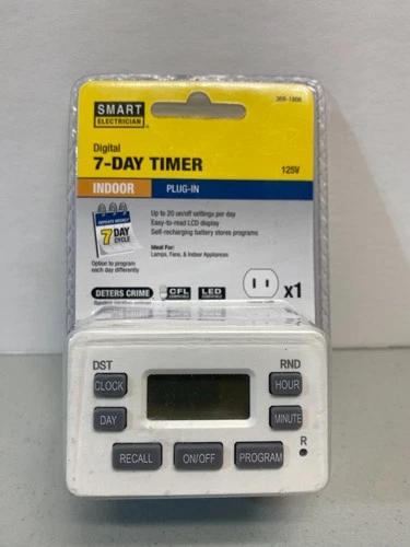 Smart Electrician 1-Outlet Digital 7-Day Indoor Vacation Programmable Timer