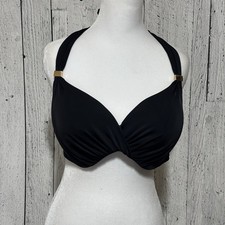 Victoria Secret Women’s Swim Suit Top 36DDD Black Neck Halter Strap Open Back