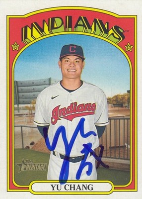 Yu Chang Cleveland Indians 2021 Topps Heritage Signed IP Autograph Card
