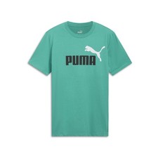 PUMA Essentials Logo Crew Neck Short Sleeve T-Shirt Mens Green Casual Tops 67877