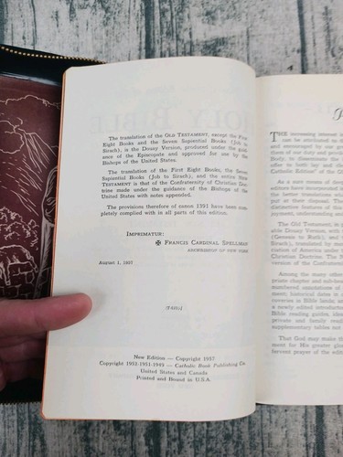1957 The Holy Bible New Catholic Edition Illustrated Leather Confraternity Ed. - Foto 10 di 24