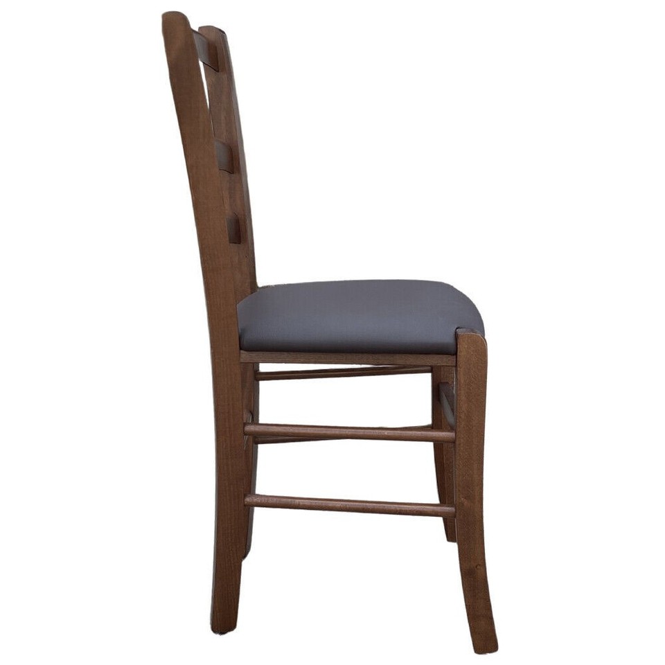 Sedia En Bois Venezia Noce Foncé Marron Simil Cuir Imbottie Intérieur/Extérieur