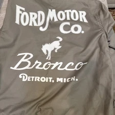 Ford Bronco Bomber Jacket Road Trip Horse Racing Khakis Snap Button Men's S New
