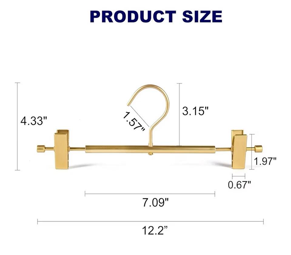 "Paquete de 10 perchas para pantalones premium de aluminio dorado mate de 12,2"" extra suaves y duraderas" Foto 4 de 4