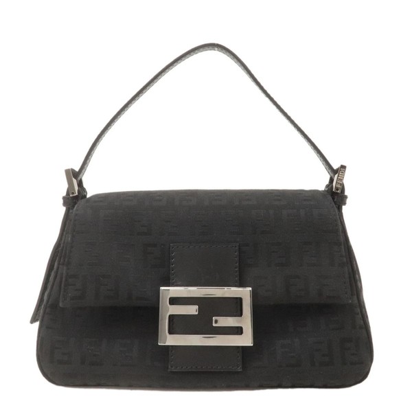 Fendi Zucchino Mamma Baguette Canvas Leather Hand Bag 8BR180 Auth Used