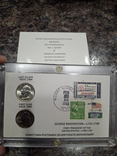 1964 1965 Silver Washington Quarter Commemorative From Mount Vernon Unc