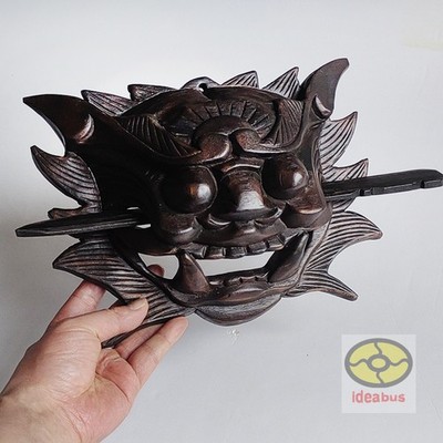 FolkArt Wood Hand Carved NUO MASK Walldecor TUN KOU(Gate Deity) 11~13''width