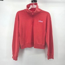 Prince Pickleball Orange Quarter Zip Pullover Sweatshirt Cropped Top Women's XL