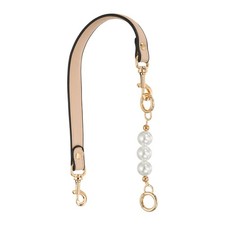 20 Inch PU Leather Purse Strap with Light Gold Buckles and Pearl, Apricot