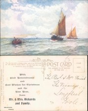 Sailing boats at sea Poole England VE Palmer Co Landscape