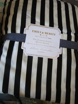 Pottery Barn Teen Emily & Meritt full queen stripe & polka dots Cabana duvet New