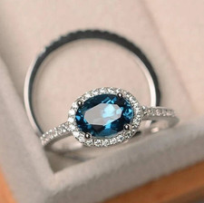 1.90 Ct Oval Cut Diamond Engagement Ring 14K White Gold Finished Size 6