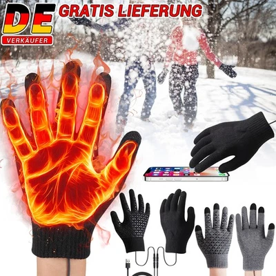 MARKENLOS Elektrisch Beheizbare Handschuhe USB Wiederaufladbar Winter Thermo Skihandschuhe