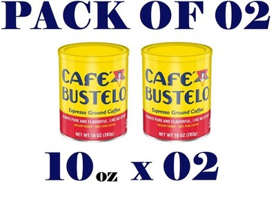 Cafe Bustelo, Espresso Style Dark Roast Ground Coffee 10 oz Can (PACK OF 02)