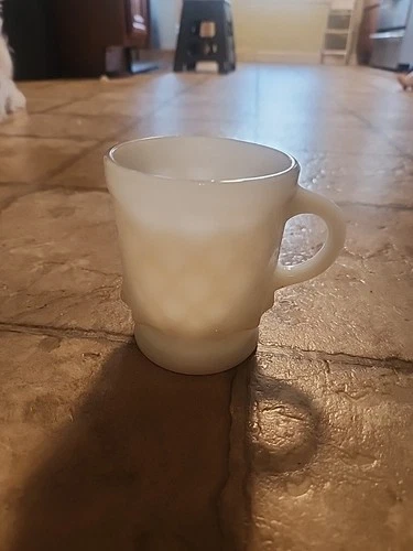 Vintage Anchor Hocking Fire King Kimberly Milk Glass Coffee Mug Cup