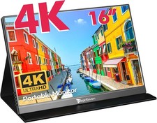 16" 4K Portable Monitor, IPS Laptop Screen, 1500:1, USB C HDMI Gaming Display